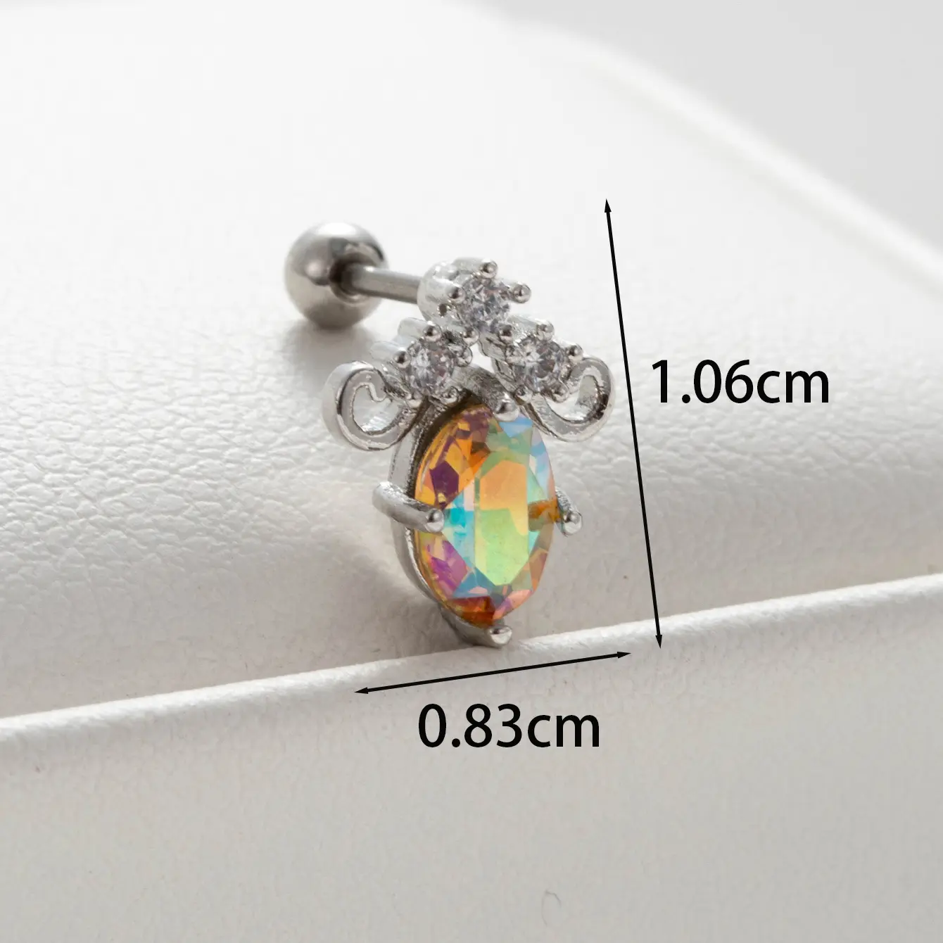 1 Piece Simple Series Oval 18K Gold Plated Material Zircon Women's Stud Earrings h5 